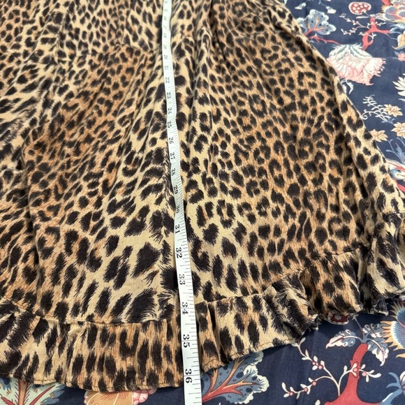 Vintage Neo Nostalgia 90s Full Shirred Leopard Print Rayon Gauze Maxi Skirt L - Picture 8 of 9